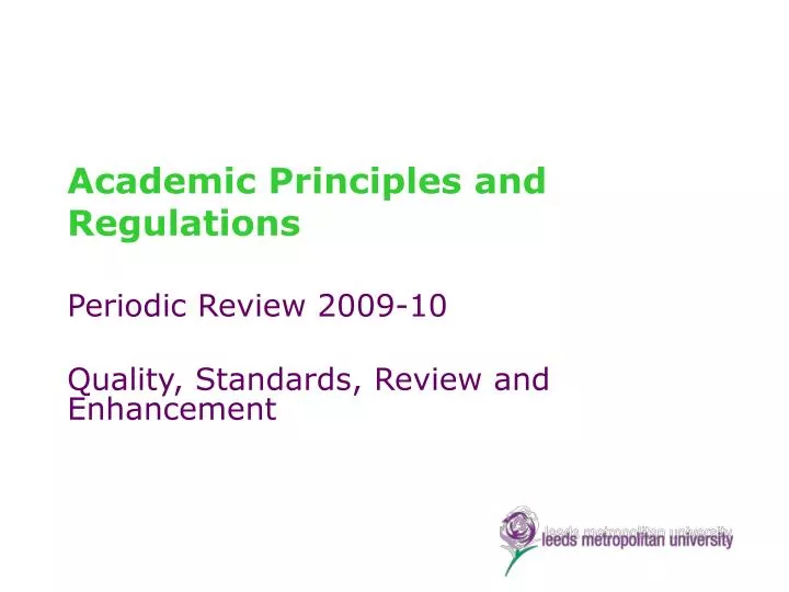 academic principles and regulations
