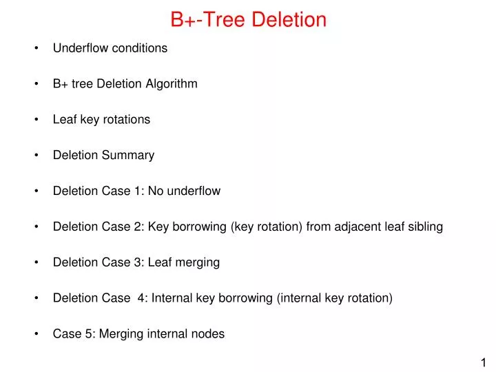 b tree deletion