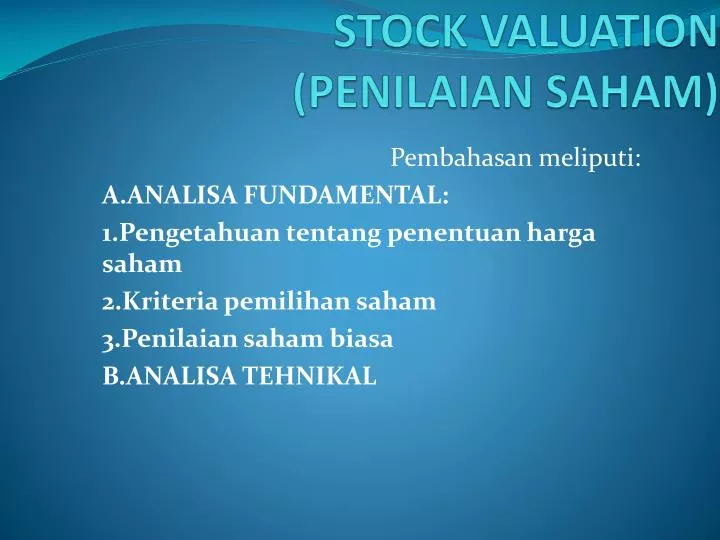 stock valuation penilaian saham
