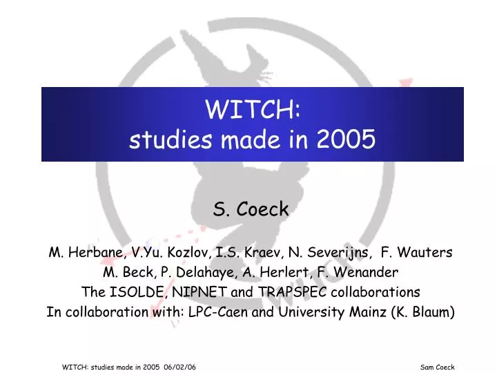 witch studies made in 2005