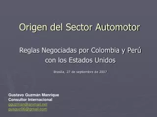 origen del sector automotor