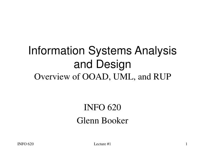 information systems analysis and design overview of ooad uml and rup