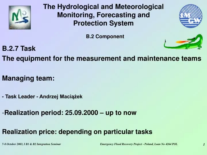the hydrological and meteorological monitoring forecasting and protection system b 2 component