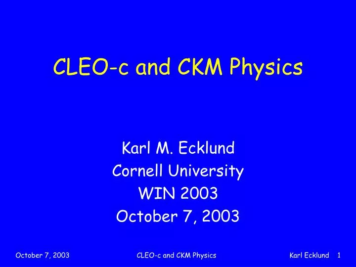 cleo c and ckm physics