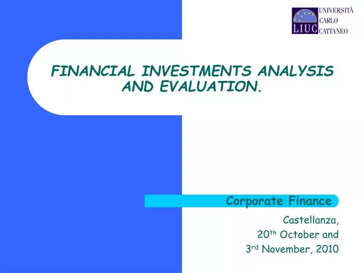 financial investments analysis and evaluation