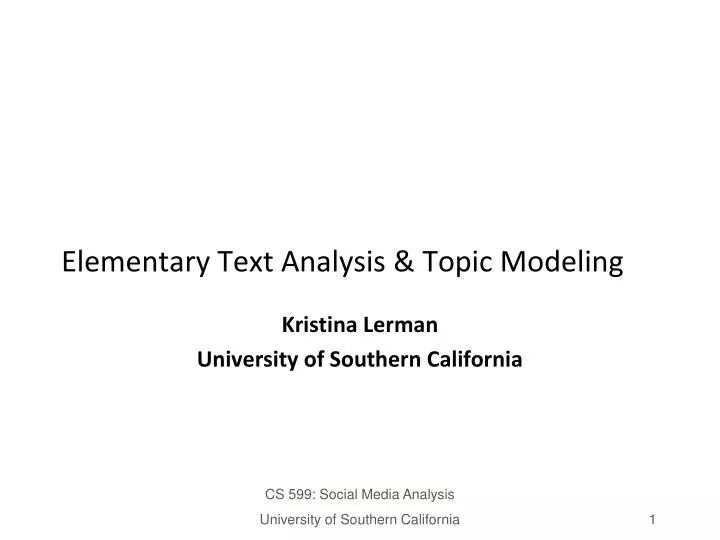elementary text analysis topic modeling
