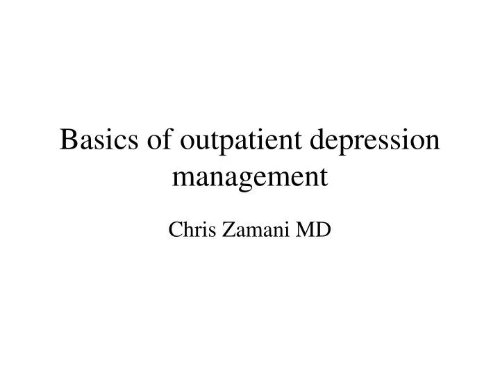 basics of outpatient depression management
