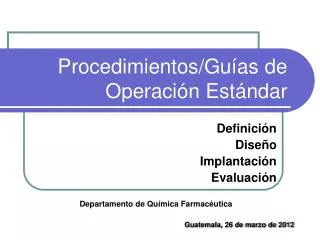 procedimientos gu as de operaci n est ndar