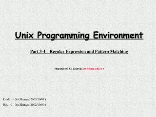 Unix Programming Environment Part 3-4 Regular Expression and Pattern Matching