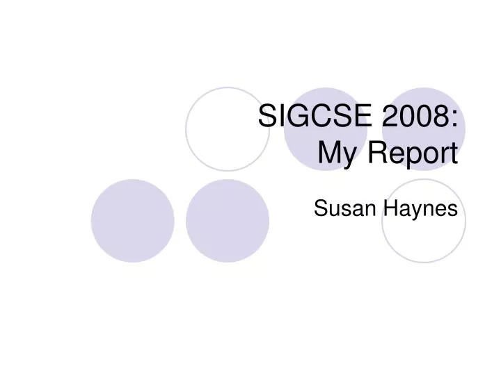 sigcse 2008 my report