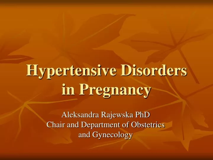 hypertensi ve disorders in pregnancy