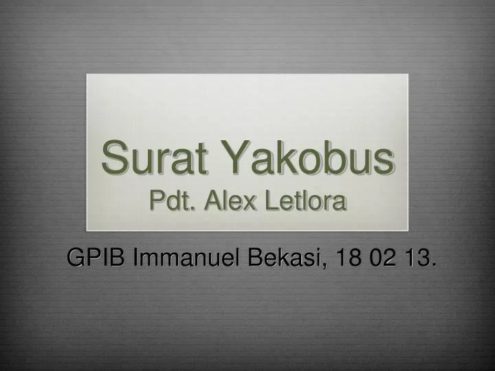 surat yakobus pdt alex letlora