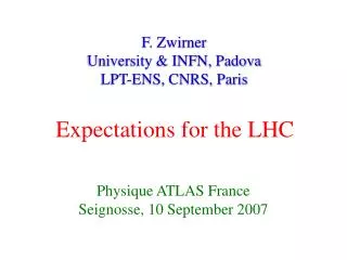 Expectations for the LHC
