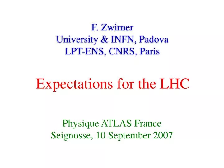 expectations for the lhc