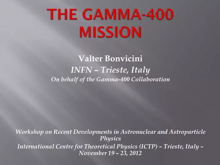 the gamma 400 mission