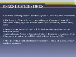 BUSINESS REGISTRATION PROCESS
