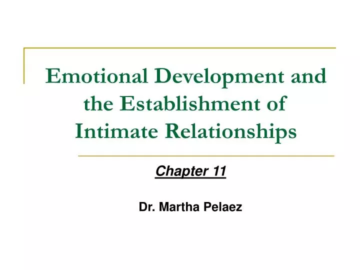 emotional development and the establishment of intimate relationships