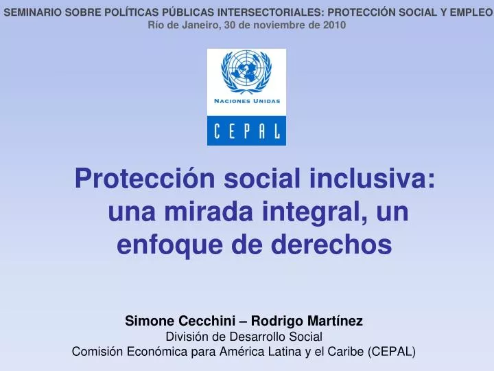protecci n social inclusiva una mirada integral un enfoque de derechos