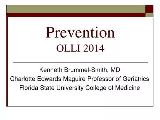 Prevention OLLI 2014