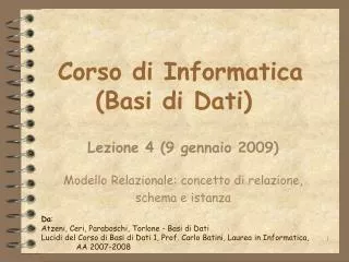 corso di informatica basi di dati