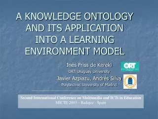 A KNOWLEDGE ONTOLOGY AND ITS APPLICATION INTO A LEARNING ENVIRONMENT MODEL