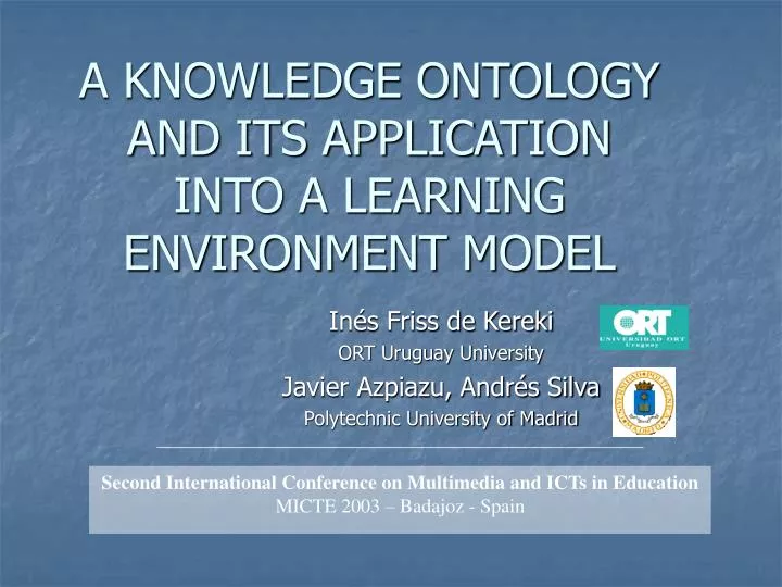a knowledge ontology and its application into a learning environment model