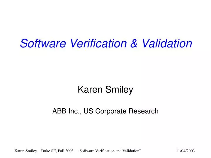 software verification validation