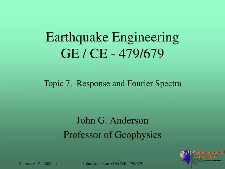 earthquake engineering ge ce 479 679 topic 7 response and fourier spectra