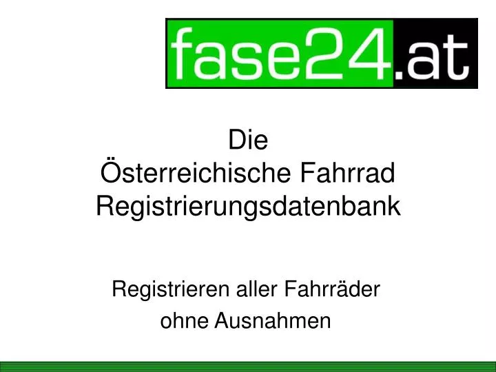 die sterreichische fahrrad registrierungsdatenbank