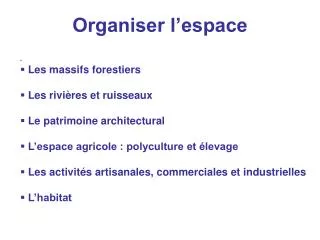 organiser l espace