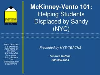 McKinney-Vento 101: Helping Students Displaced by Sandy (NYC)