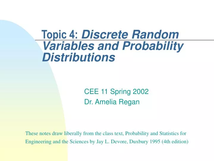 topic 4 discrete random variables and probability distributions
