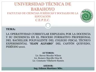 universidad t cnica de babahoyo facultad de ciencias jur dicas y sociales de la educaci n c e p e c