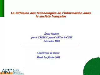 la diffusion des technologies de l information dans la soci t fran aise