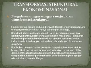 transformasi struktural ekonomi nasional