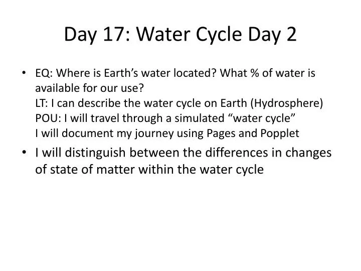 day 17 water cycle day 2