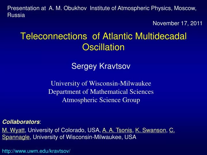 teleconnections of atlantic multidecadal oscillation