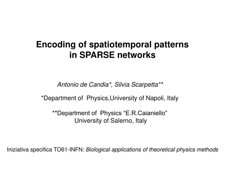 encoding of spatiotemporal patterns in sparse networks
