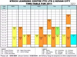 TIME-TABLE FOR 2011