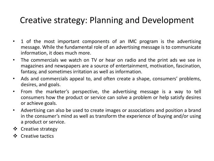 creative strategy planning and development