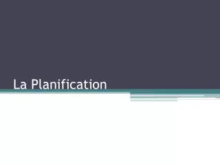 la planification