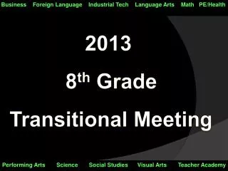 2013 8 th Grade Transitional Meeting