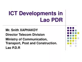 ICT Developments in Lao PDR