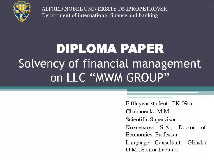 diploma paper solvency of financial management on llc mwm group