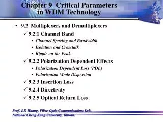 Chapter 9 Critical Parameters in WDM Technology