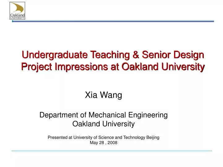undergraduate teaching senior design project impressions at oakland university