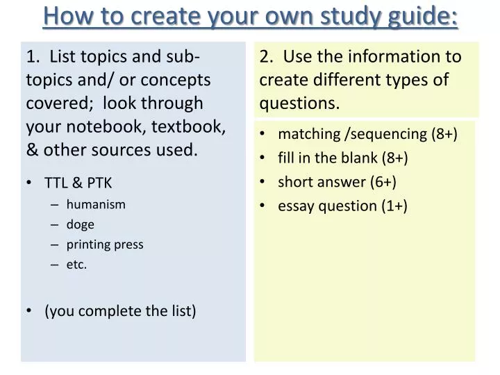 how to create your own study guide