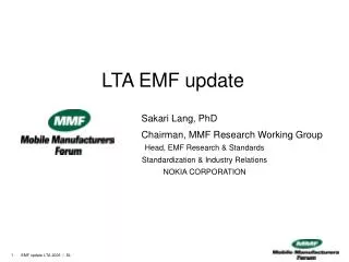 LTA EMF update