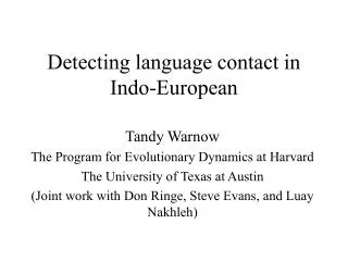 Detecting language contact in Indo-European