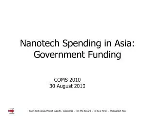 Nanotech Spending in Asia: Government Funding